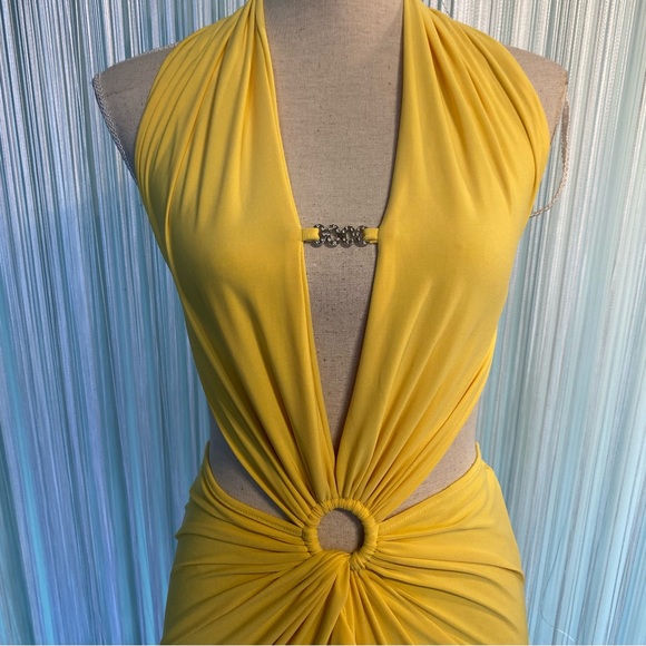 Rare Yellow Cut Out Open Back Maxi Dress - Picture 1 of 17